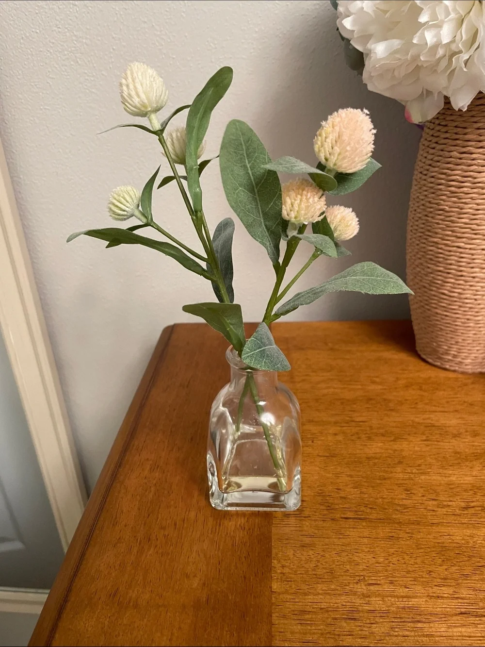 Hearth & Hand with Magnolia Faux Thistle Arrangement in Glass Vase with Resin